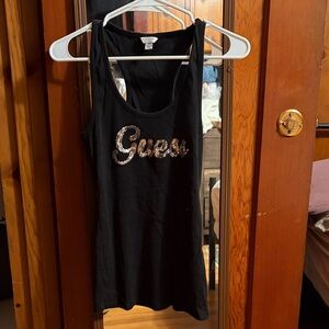 Guess Black Tank with Sequin Logo